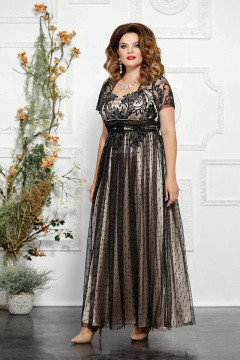 Платье вечернее из гепюра и шифона с корсетом и баской Mira Fashion 4827 - фото 1