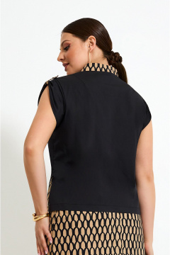 Юбочный костюм бежевый и черный, с контрастными выемками Lissana 4929 - фото 4