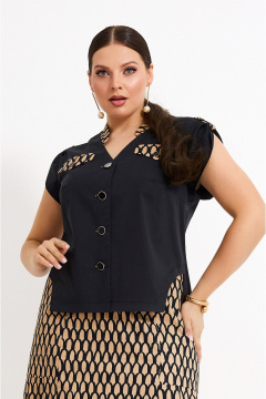 Юбочный костюм бежевый и черный, с контрастными выемками Lissana 4929 - фото 2