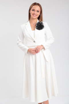 Нарядный комплект жакет и сарафан из текстиля T&N 7522 белый_молочный - фото 4