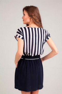 Платье-туника свободного силуэта с карманами и полоской Таир-Гранд 6528 - фото 2