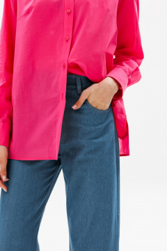 Розовая оверсайз блуза из плательно-блузочной ткани EOLA 2631.1 малина - фото 3