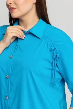 Демисезонная голубая блузка с кулисами и разрезами Avila 0958 бирюзовый - фото 2