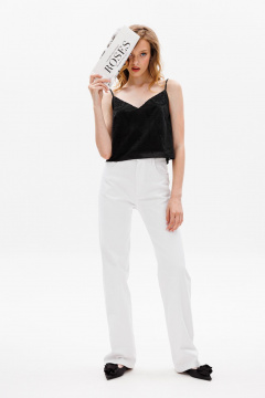 Летний хлопковый топ с вышивкой и V-вырезом EOLA 2654.1 черный - фото 3