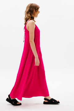 Розовый сарафан А-образного силуэта с карманами EOLA 2651 малина - фото 4