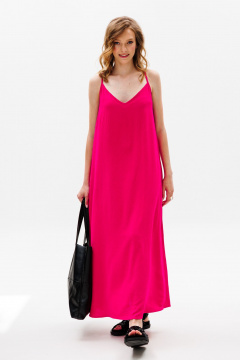 Розовый сарафан А-образного силуэта с карманами EOLA 2651 малина - фото 1