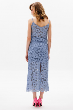 Гипюровая миди юбка с фестонами и петлями EOLA 2647 джинсовый - фото 2