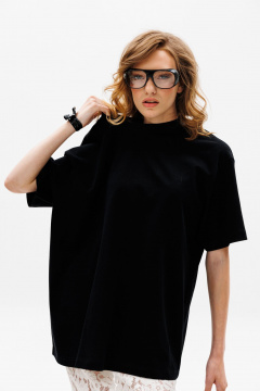 Черная футболка крупного трикотажа oversize EOLA 2645 черный - фото 4