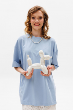 Голубая футболка крупного трикотажа oversize EOLA 2645 голубой - фото 4