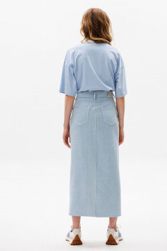 Голубая футболка оверсайз из трикотажа с принтом EOLA 2644 голубой - фото 3