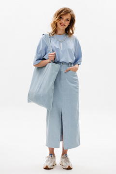 Голубая футболка оверсайз из трикотажа с принтом EOLA 2644 голубой - фото 2