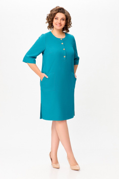 Бирюзовое платье незаменимо на каждый день из вискозы и текстиля Swallow 717.2 - фото 1