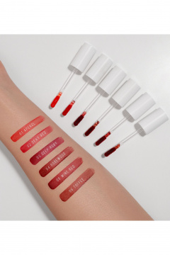 Тинт для губ с матовым эффектом и увлажняющим комплексом LUXVISAGE LIP_TINT_AQUA_GEL_hyaluron_complex 02 красный (sexy red) - фото 5