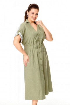 Летнее платье из льна без рукавов с кокеткой и геометрическим низом Nadin 2153/1 - фото 4