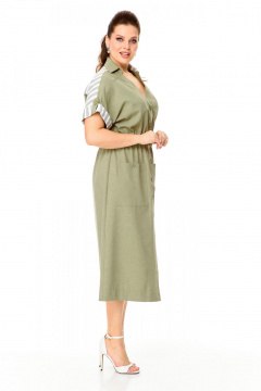Летнее платье из льна без рукавов с кокеткой и геометрическим низом Nadin 2153/1 - фото 1