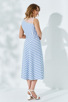 Голубое приталенное платье из текстиля с сеткой и декором Euromoda 521 - фото 2