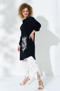 Белый костюм блуза с асимметричным кроем и брюки на резинке Euromoda 515 - фото 3