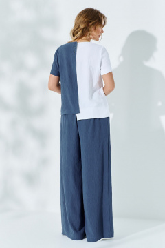 Костюм 2-ка из текстиля: блузон с разрезом и брюки с карманами Euromoda 526 - фото 2