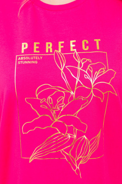 Комплект майка и льняные брюки с печатью «Лилии» BRELA 2356 фуксия-белый - фото 4