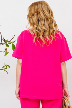 Комплект футболка и льняные брюки с шнурком и карманами BRELA 2357 фуксия-фуксия - фото 5