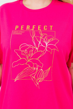 Комплект футболка и льняные брюки с шнурком и карманами BRELA 2357 фуксия-фуксия - фото 4