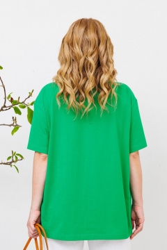 Комплект майка и льняные брюки с приятной печатью BRELA 2358 зеленый-белый - фото 5