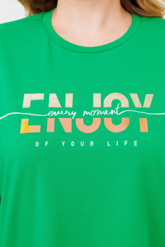 Комплект майка и льняные брюки с приятной печатью BRELA 2358 зеленый-белый - фото 4