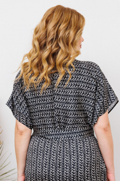 Платье на запах из текстиля с прямым силуэтом и атласной тканью BRELA 2360 черный-молоко - фото 5