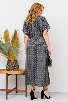 Платье на запах из текстиля с прямым силуэтом и атласной тканью BRELA 2360 черный-молоко - фото 2