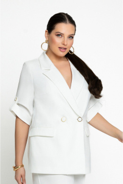 Костюм: двубортный жакет и широкие брюки из текстиля Lissana 4869 белый - фото 4