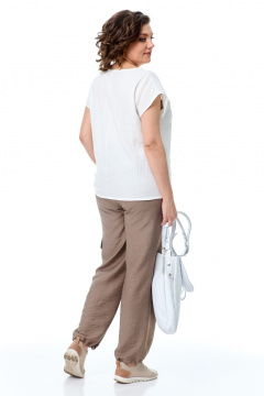 Блуза и брюки в стиле спорт-шик из натуральных тканей T&N 7510А белый/какао - фото 3