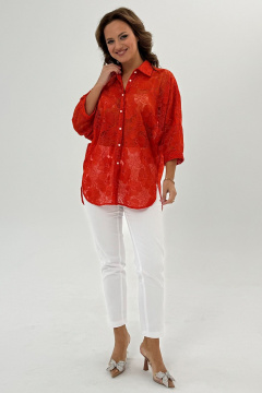 Оранжевая кружевная блуза с рукавом «летучая мышь» и разрезами Condra 16245 оранжевый - фото 5