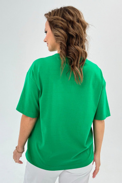 Футболка из трикотажа со вышитым рисунком и оригинальным рукавом Condra 16247 зеленый - фото 5