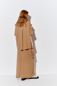 Рубашка и длинная юбка из шифона-крэш в карамельных тонах FLAIM 1079 карамельный - фото 2