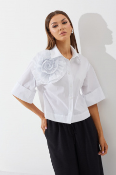 Белый костюм блузы и брюк прямого силуэта N.O.W. 1425 - фото 3