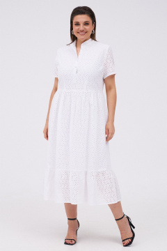 Белое платье свободного силуэта с ярусами KaVaRi 1085.1 белый - фото 1