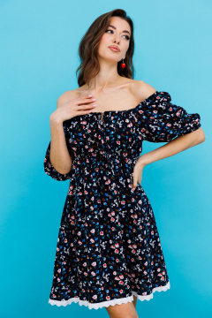 Черное кружевное платье с рукавами-воланами Tattica 621 - фото 5