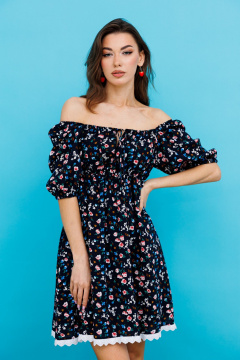 Черное кружевное платье с рукавами-воланами Tattica 621 - фото 4