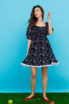 Черное кружевное платье с рукавами-воланами Tattica 621 - фото 3