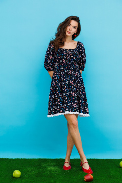 Черное кружевное платье с рукавами-воланами Tattica 621 - фото 2