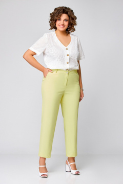 Летние прямые брюки из текстиля и хлопка с карманами Swallow 748 нежно-лимонный - фото 1