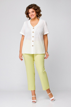 Летние прямые брюки из текстиля и хлопка с карманами Swallow 748 нежно-лимонный - фото 2