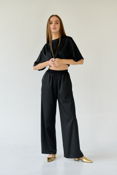 Черный оверсайз костюм блузы и палаццо из струящейся ткани Мастер Мод 756ас чёрный - фото 4