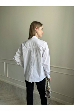 Миди-платье свободного кроя с высоким декольте и карманами Мастер Мод 822хс белый_белые_пуговицы - фото 3