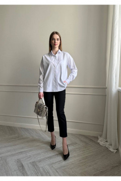 Миди-платье свободного кроя с высоким декольте и карманами Мастер Мод 822хс белый_белые_пуговицы - фото 1