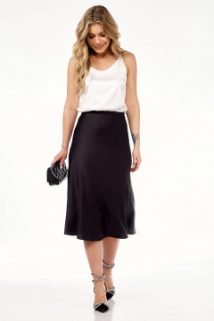 Черная юбка облегающего силуэта из вискозы с эффектом под углом Lady Line 558 черный - фото 1