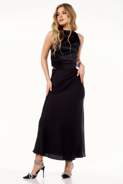 Черная юбка из вискозы с косым покроем и эластичной тесьмой для повседневных образов Lady Line 558/1 черный - фото 1