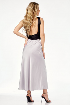 Длинная юбка из вискозы и шёлка с эластичной тесьмой Lady Line 558/1 серый - фото 2