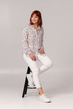 Белая блуза с манжетами и летний хлопковый комплект Соджи 621 молочный - фото 3