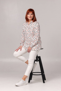 Белая блуза с манжетами и летний хлопковый комплект Соджи 621 молочный - фото 2